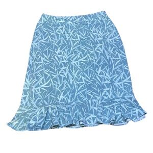 Merona Blue Leaf Print Midi Skirt